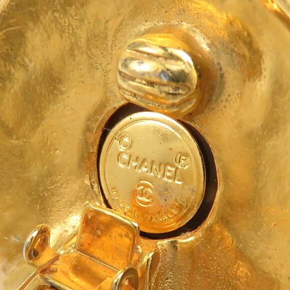 CHANEL CC Logo Clip on Earrings Gold/Brown Metal/Stone - - Picture 10 of 14